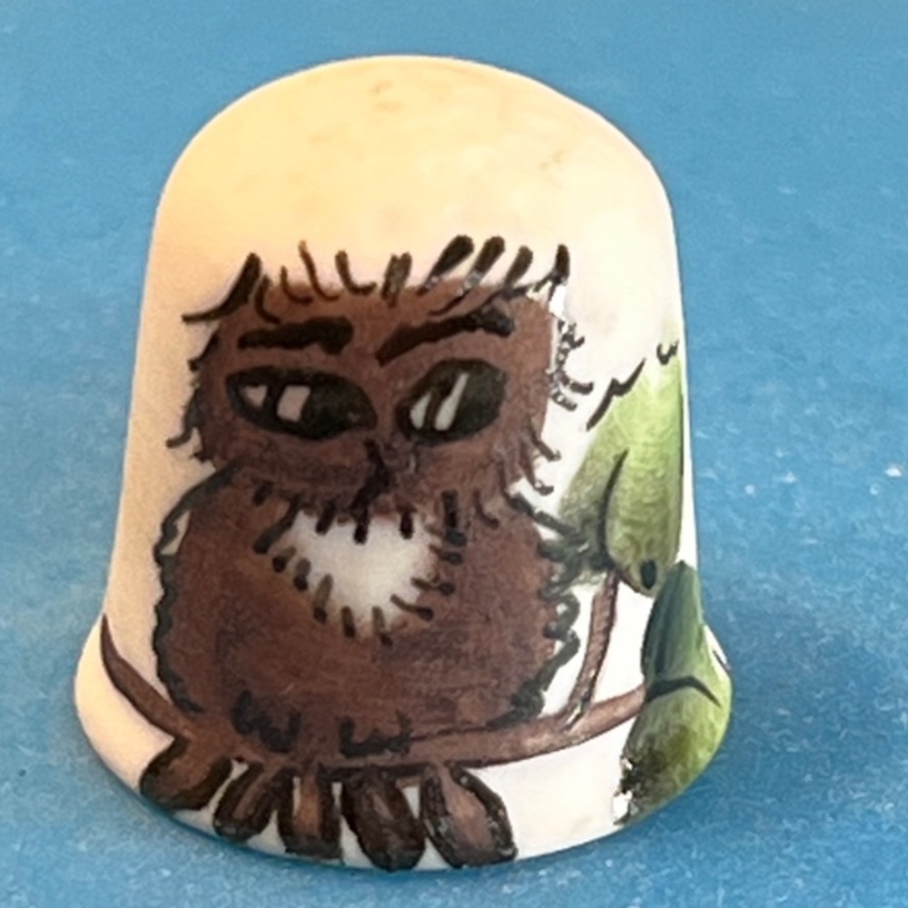 Hand-Painted Owl Bird Thimble